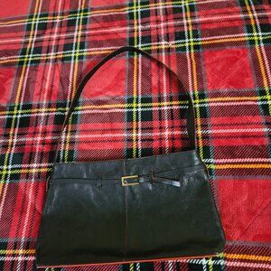 Black, Smooth Leather, Buckle Strap Bag